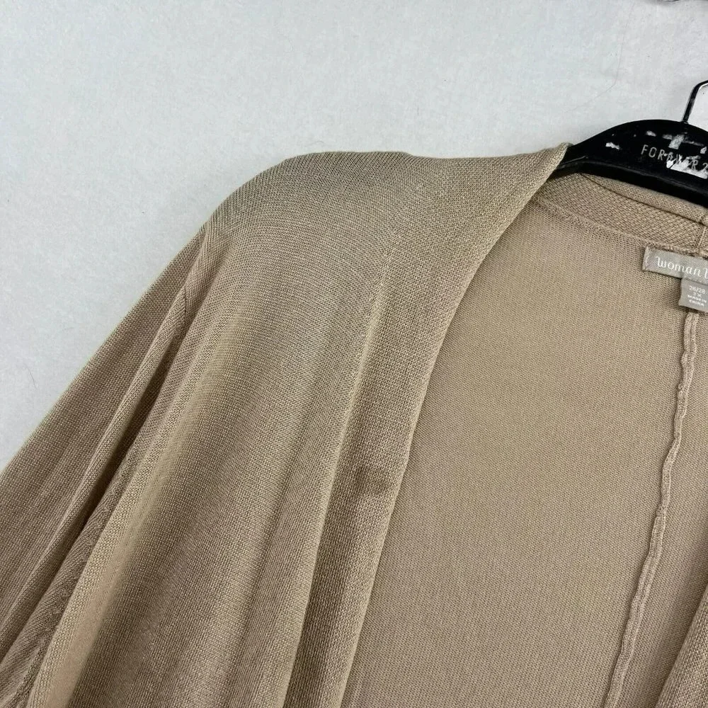 Woman Within Cardigan Women's Sz 2X Brown Open Front Draped Knitted Stretch - Picture 10 of 13